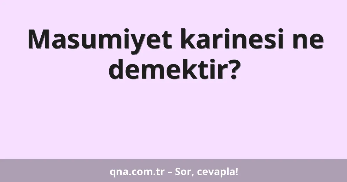 Masumiyet karinesi ne demektir?