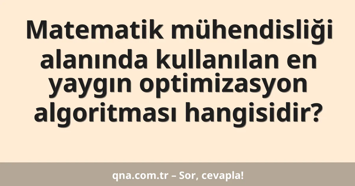 Matematik mühendisliği alanında kullanılan en yaygın optimizasyon algoritması hangisidir?