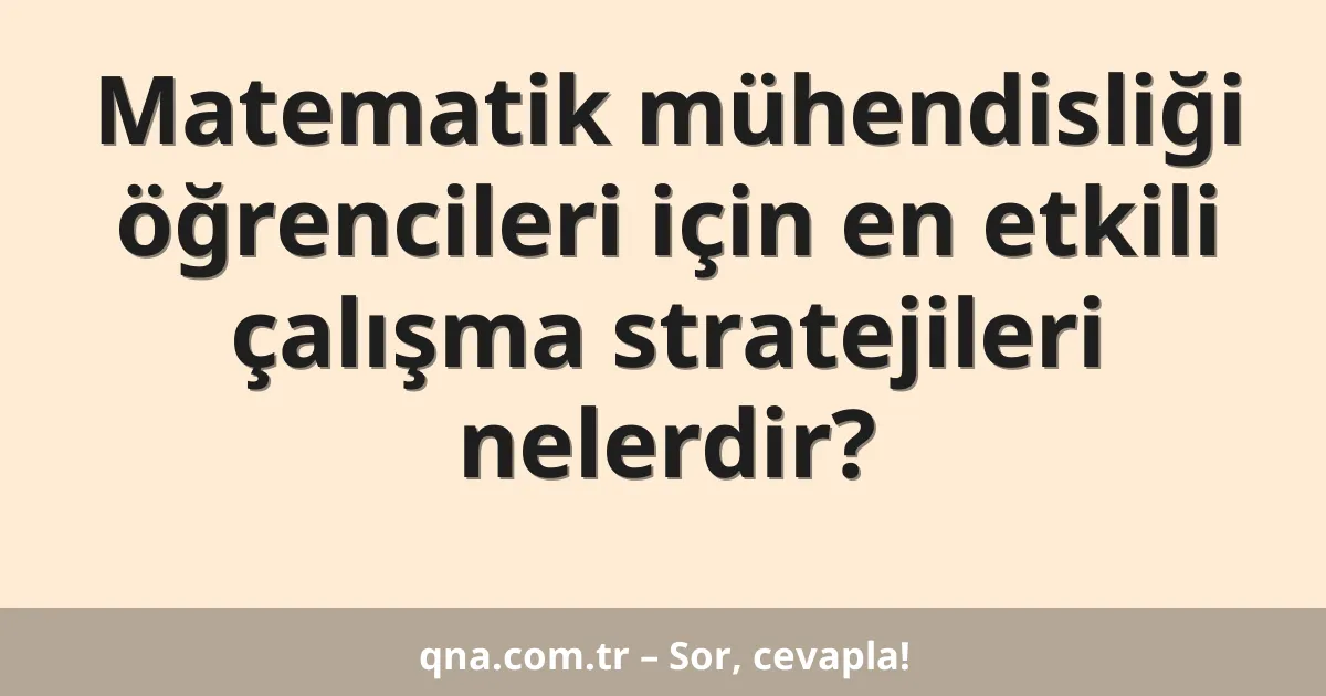 Matematik mühendisliği öğrencileri için en etkili çalışma stratejileri nelerdir?