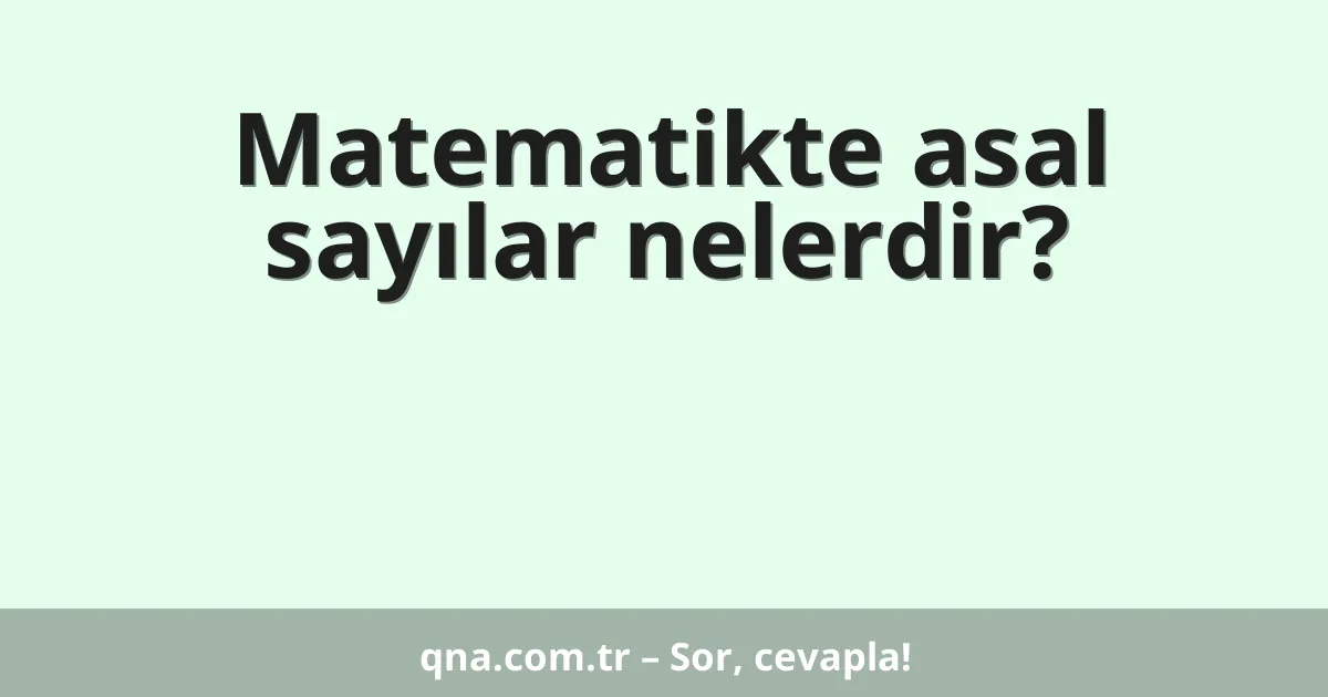 Matematikte asal sayılar?