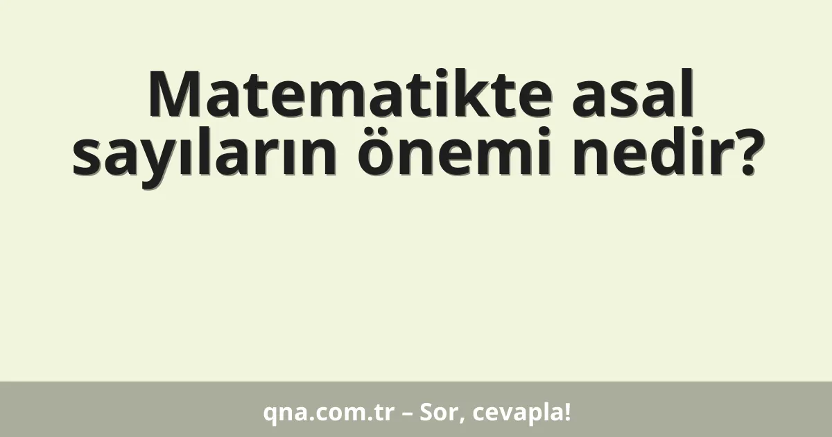 Matematikte asal sayıların önemi nedir?