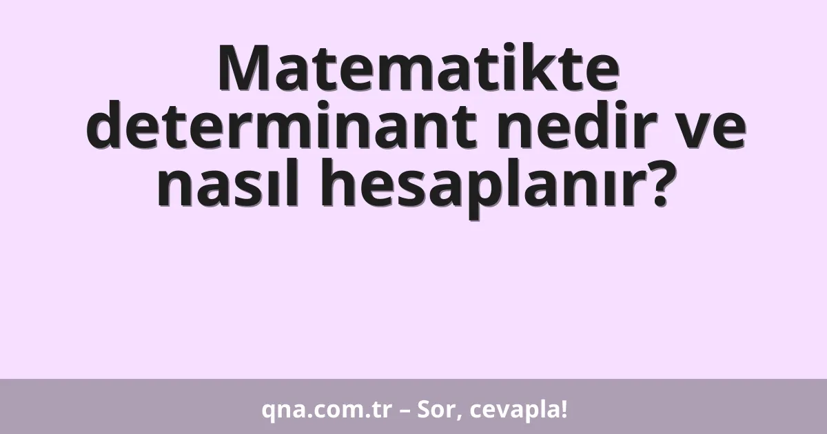 Matematikte determinant nedir ve nasıl hesaplanır?
