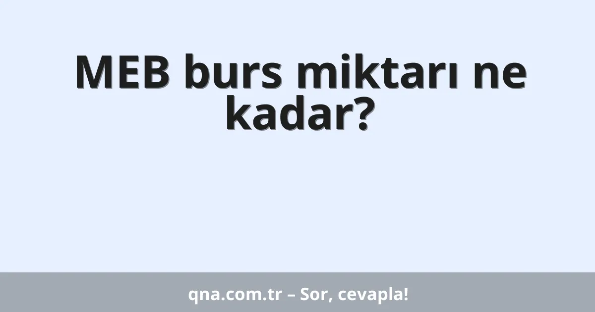 MEB burs miktarı ne kadar?
