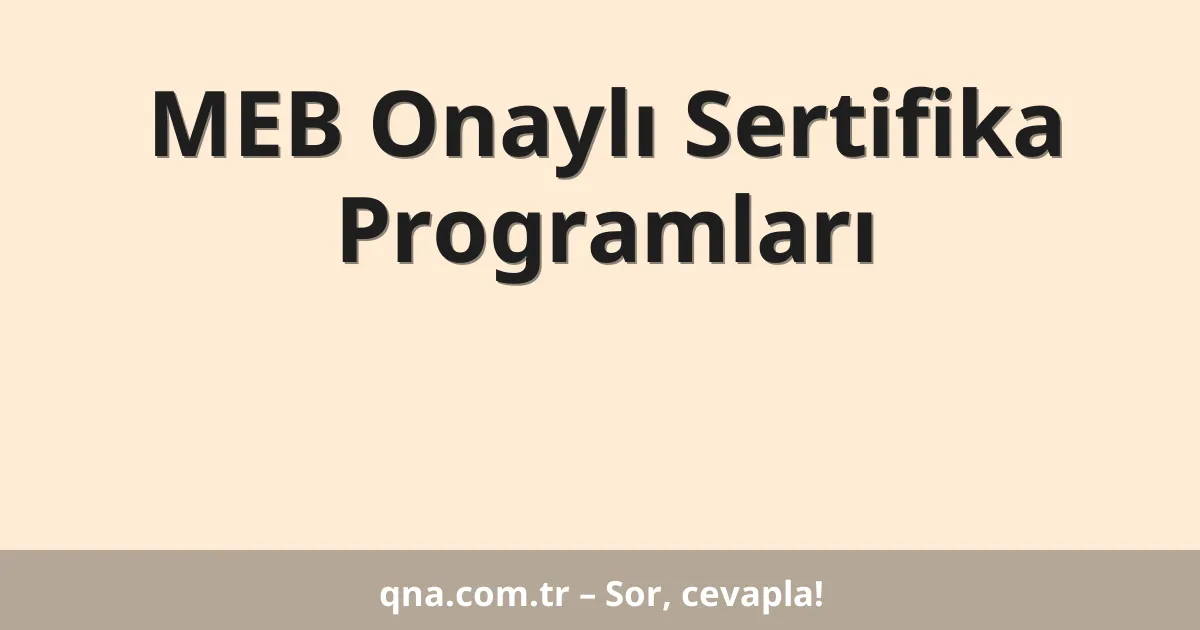 MEB Onaylı Sertifika Programları