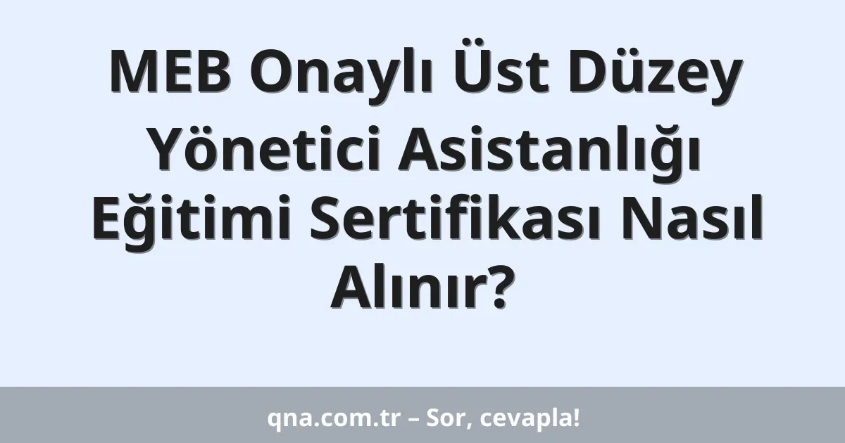 MEB Onaylı Üst Düzey Yönetici Asistanlığı Eğitimi Sertifikası Nasıl Alınır?
