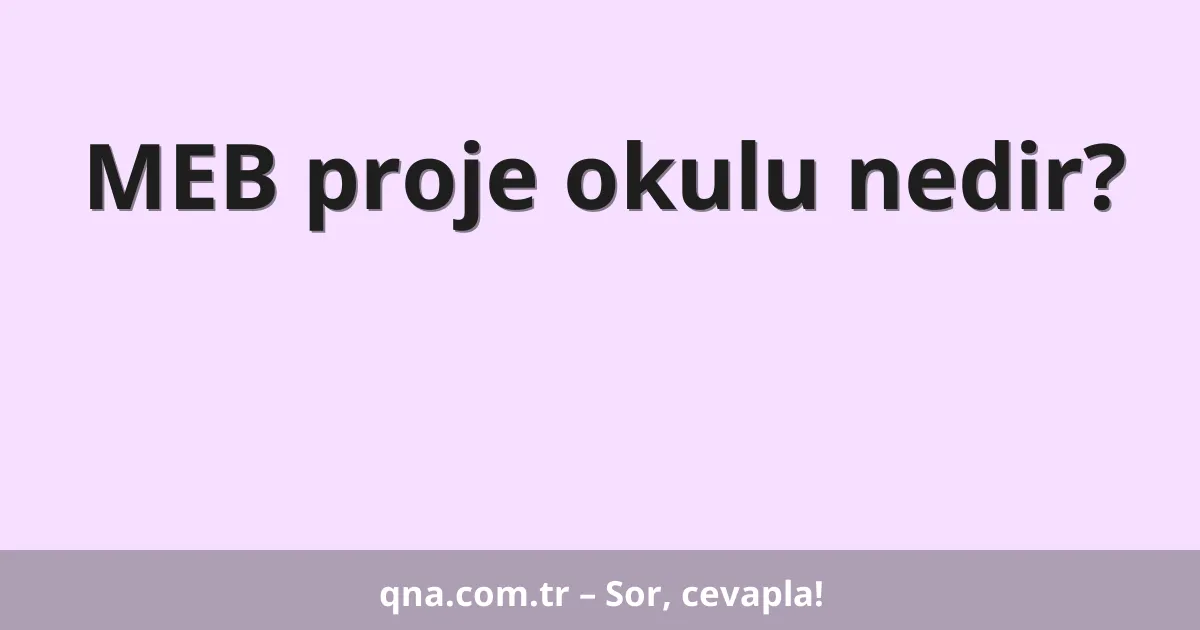 MEB proje okulu nedir?
