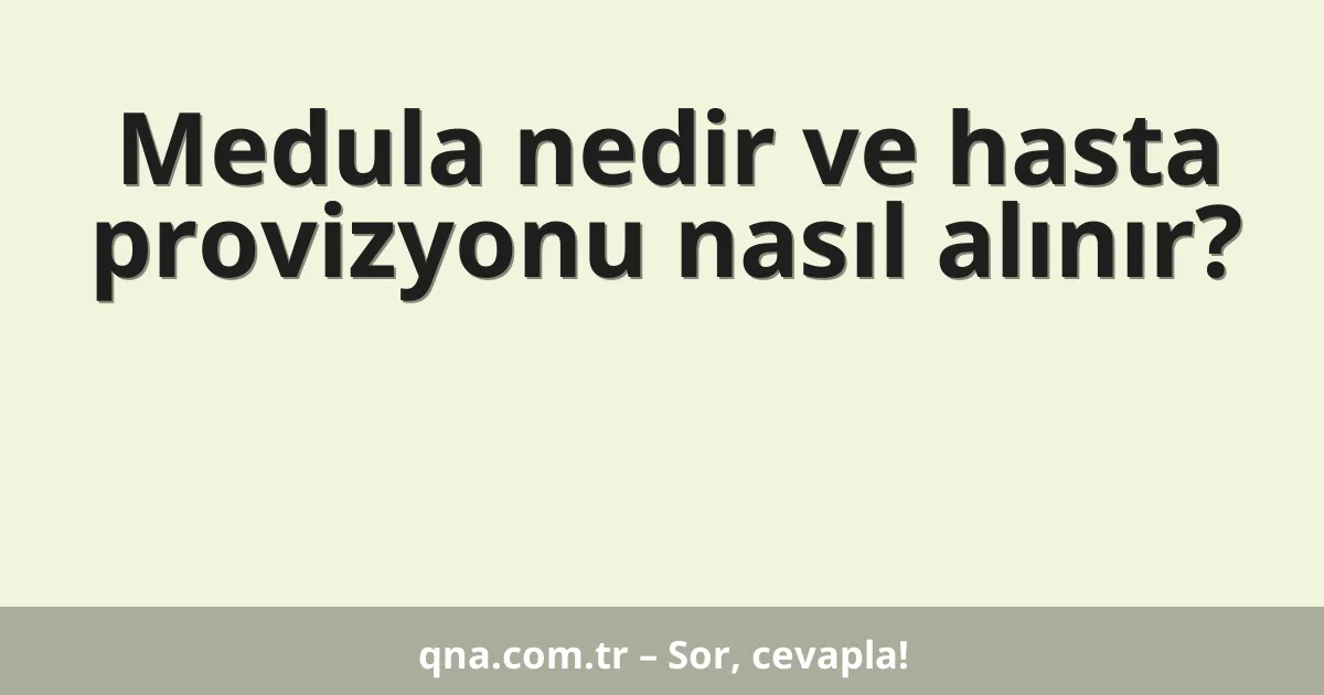 Medula nedir ve hasta provizyonu nasıl alınır?