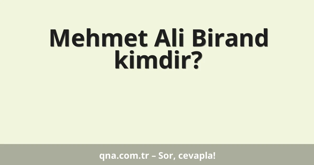Mehmet Ali Birand kimdir?
