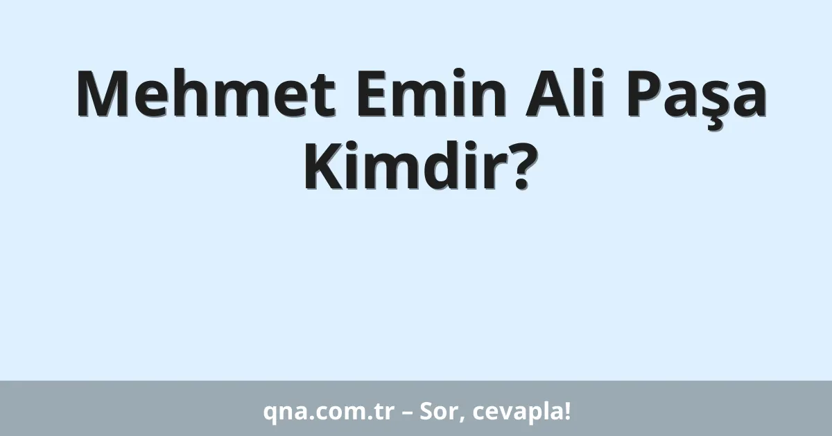 Mehmet Emin Ali Paşa Kimdir?