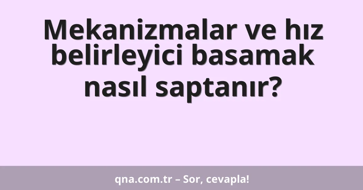 Mekanizmalar ve hız belirleyici basamak nasıl saptanır?