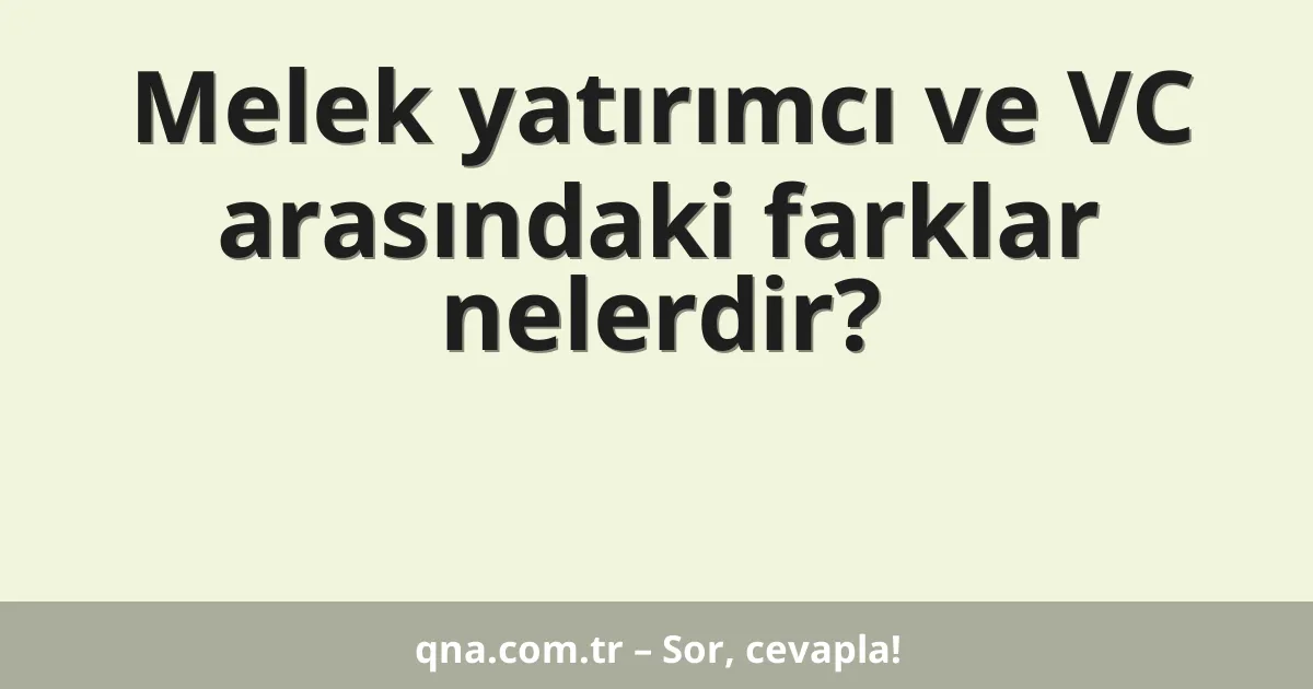 Melek yatırımcı ve VC arasındaki farklar nelerdir?