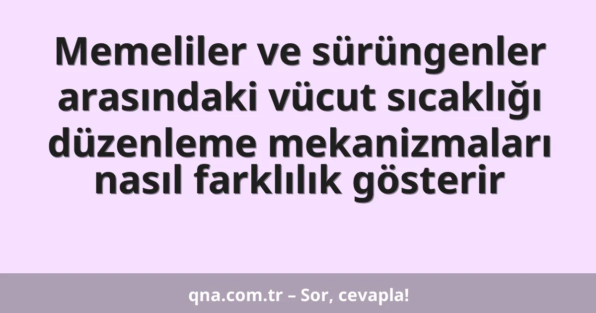 Memeliler ve sürüngenler arasındaki vücut sıcaklığı düzenleme mekanizmaları nasıl farklılık gösterir