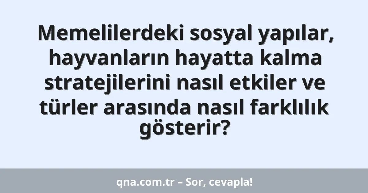 Memelilerdeki sosyal yapılar, hayvanların hayatta kalma stratejilerini nasıl etkiler ve türler arasında nasıl farklılık gösterir?