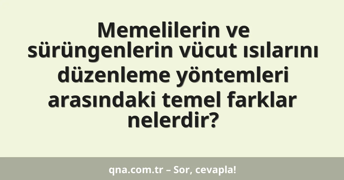 Memelilerin ve sürüngenlerin vücut ısılarını düzenleme yöntemleri arasındaki temel farklar nelerdir?