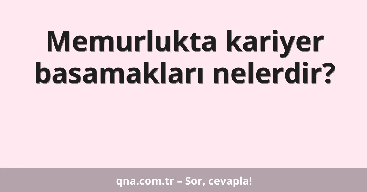 Memurlukta kariyer basamakları nelerdir?