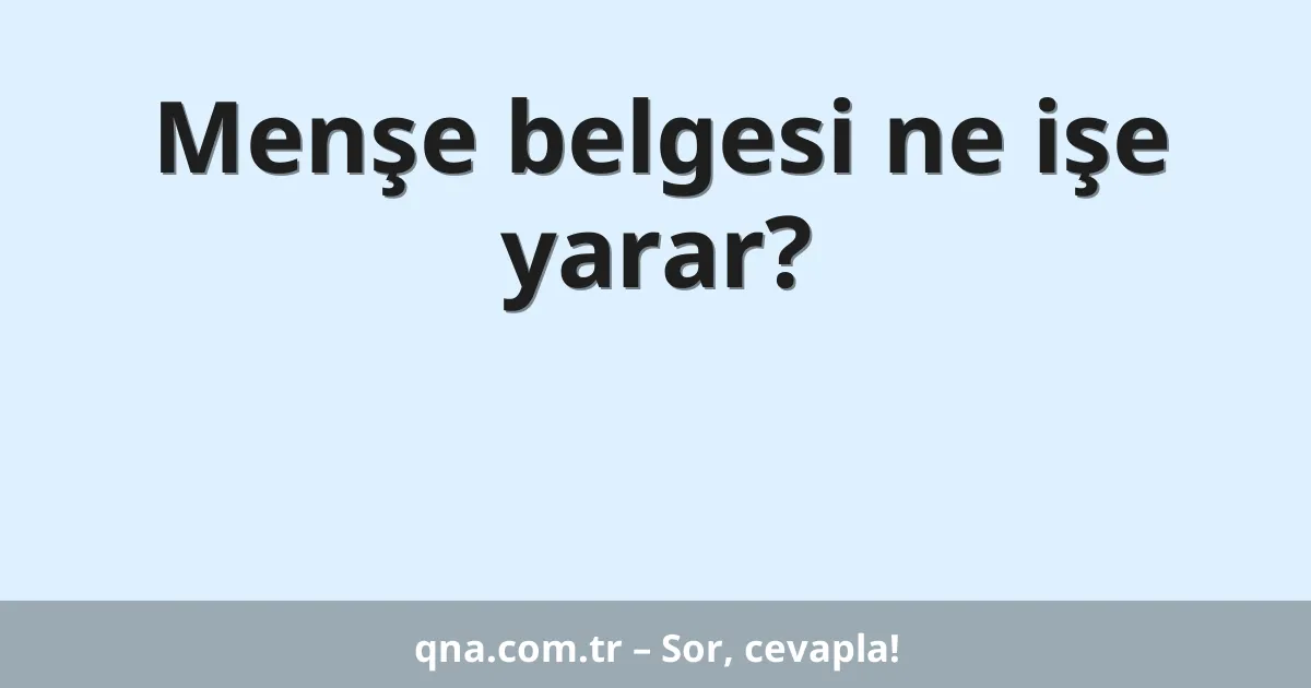 Menşe belgesi ne işe yarar?