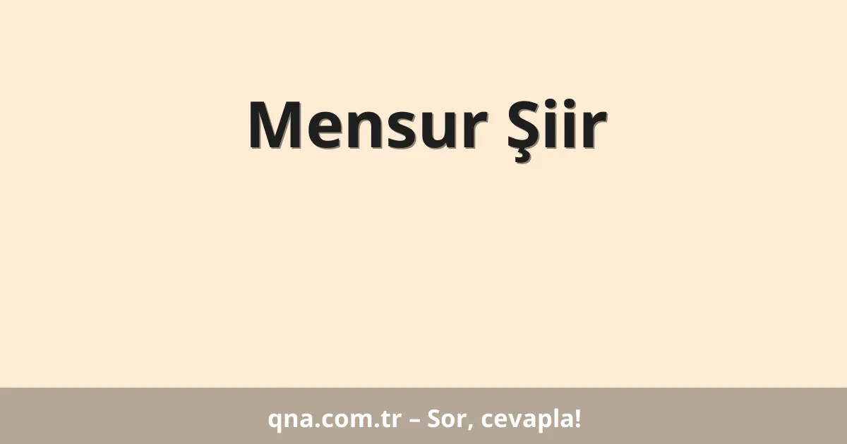 Mensur Şiir