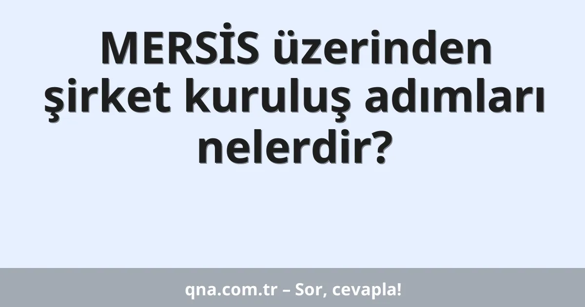 MERSİS üzerinden şirket kuruluş adımları nelerdir?