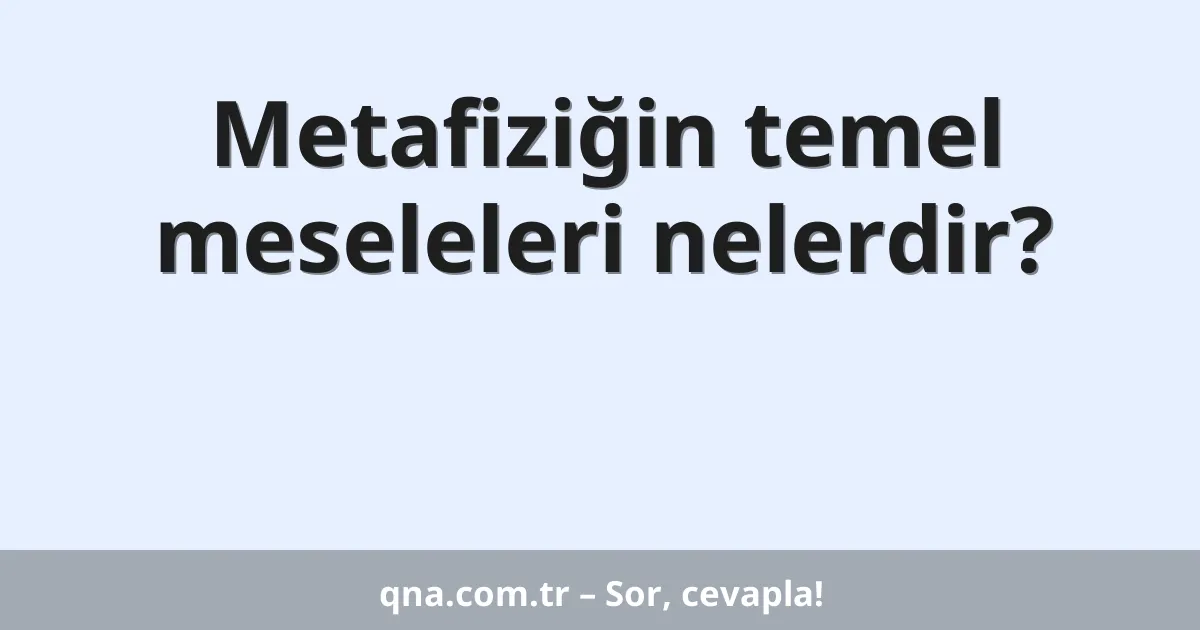 Metafiziğin temel meseleleri nelerdir?