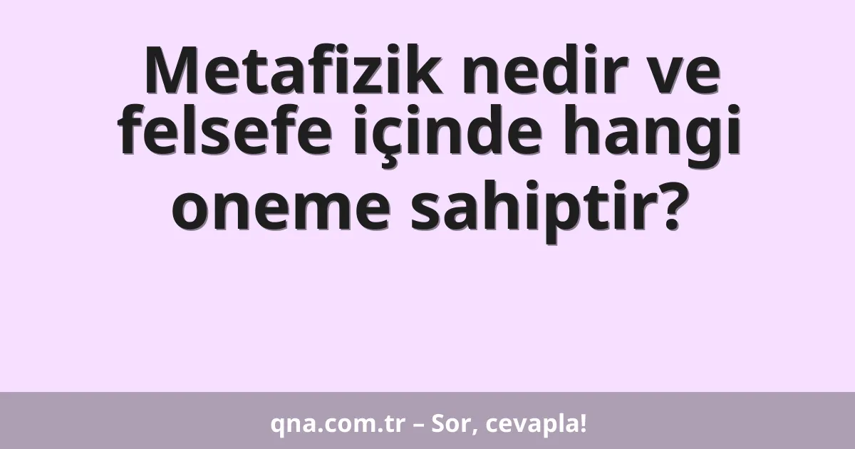 Metafizik nedir ve felsefe içinde hangi oneme sahiptir?