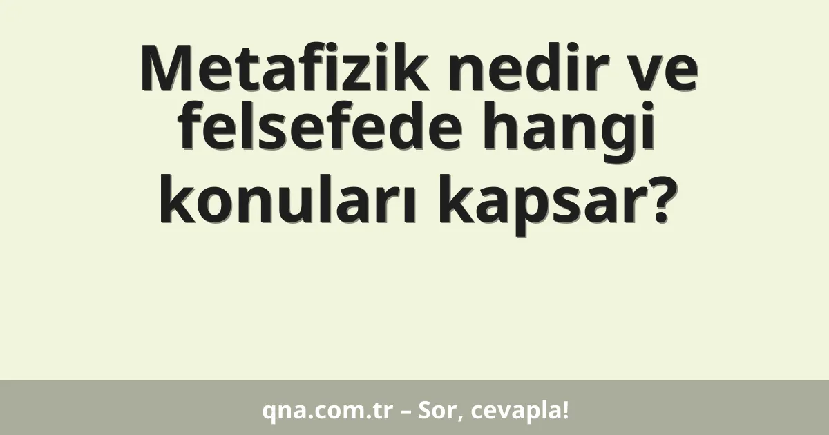 Metafizik nedir ve felsefede hangi konuları kapsar?
