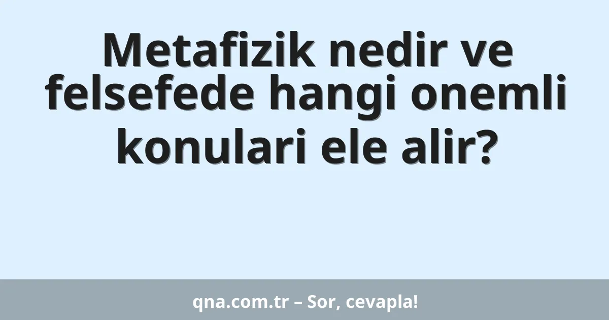 Metafizik nedir ve felsefede hangi onemli konulari ele alir?