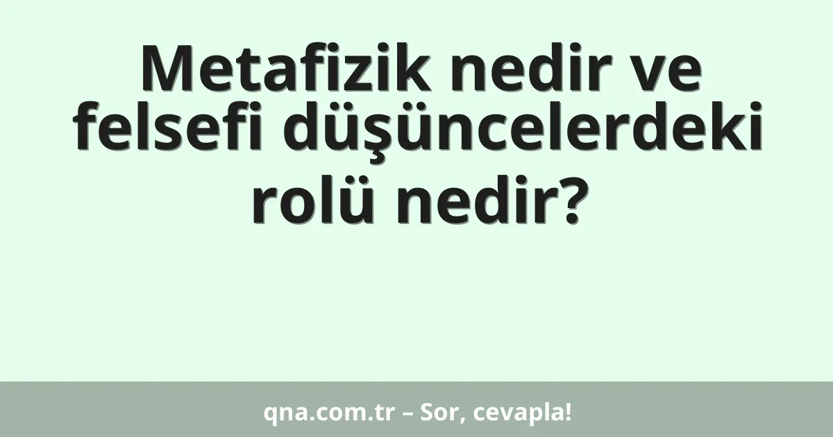 Metafizik nedir ve felsefi düşüncelerdeki rolü nedir?