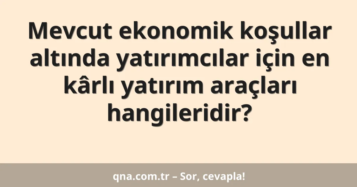 Mevcut ekonomik koşullar altında yatırımcılar için en kârlı yatırım araçları hangileridir?