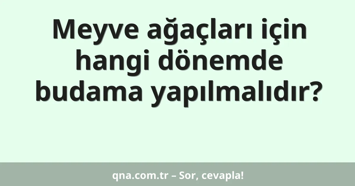 Meyve ağaçları için hangi dönemde budama yapılmalıdır?