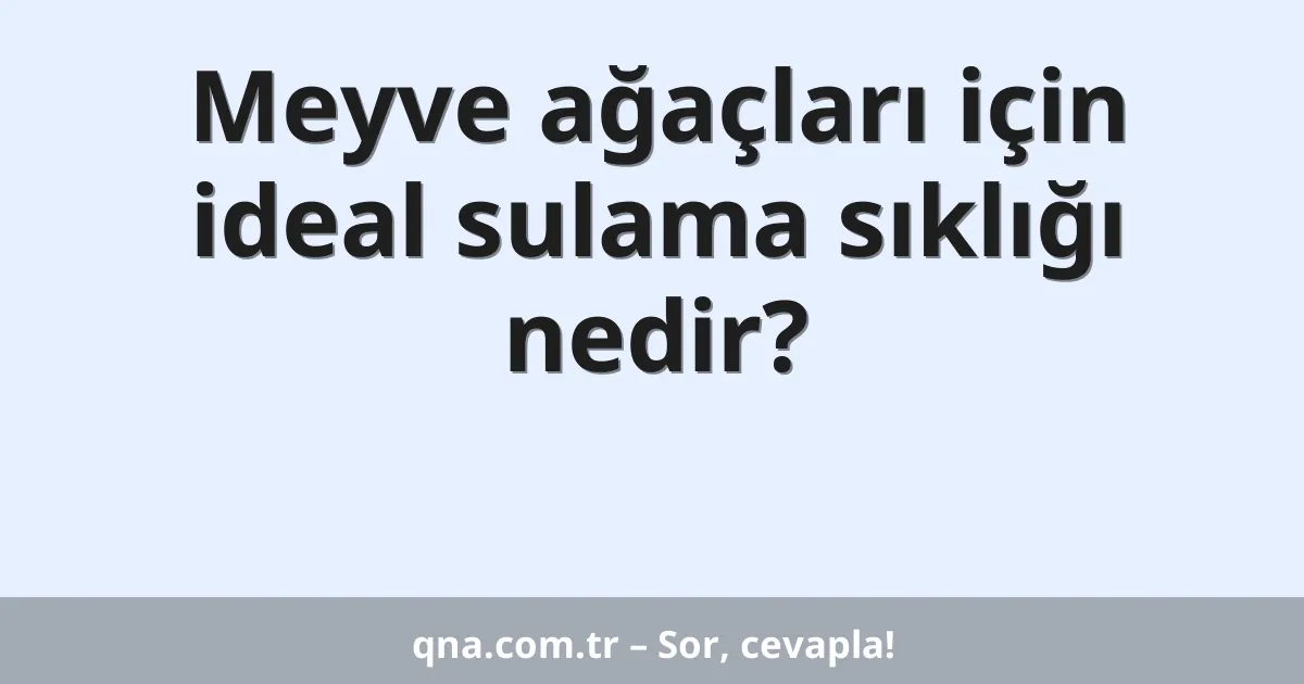 Meyve ağaçları için ideal sulama sıklığı nedir?