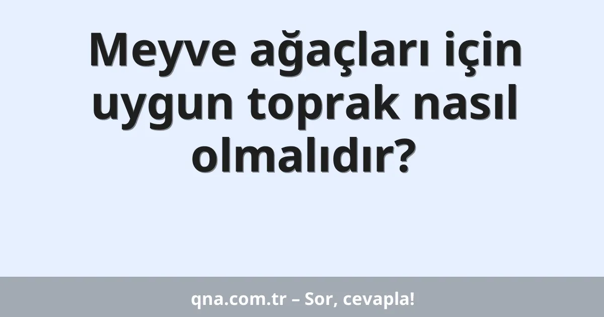 Meyve ağaçları için uygun toprak nasıl olmalıdır?