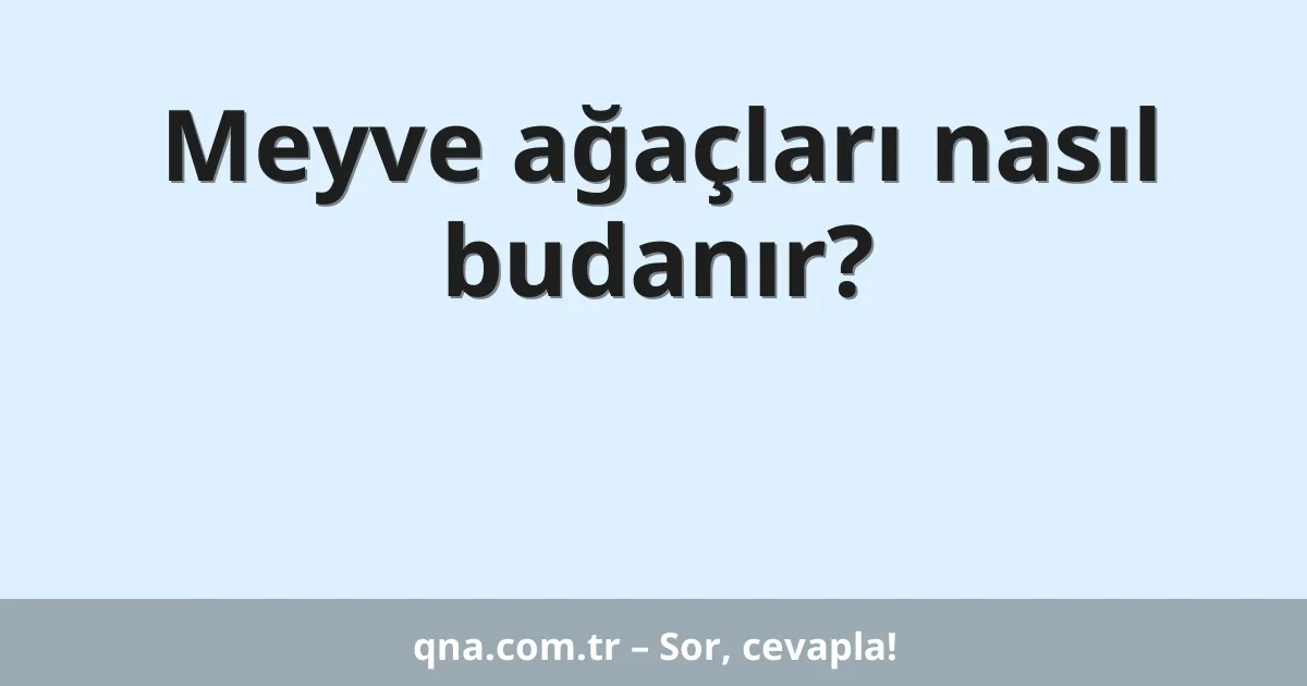 Meyve ağaçları nasıl budanır?