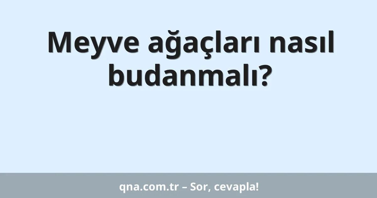 Meyve ağaçları nasıl budanmalı?