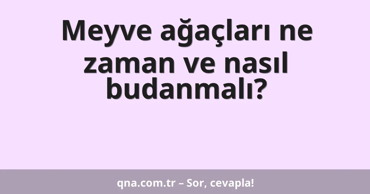 Meyve ağaçları ne zaman ve nasıl budanmalı?