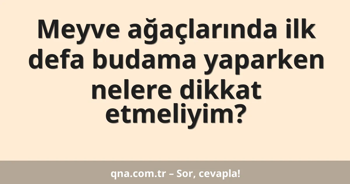 Meyve ağaçlarında ilk defa budama yaparken nelere dikkat etmeliyim?