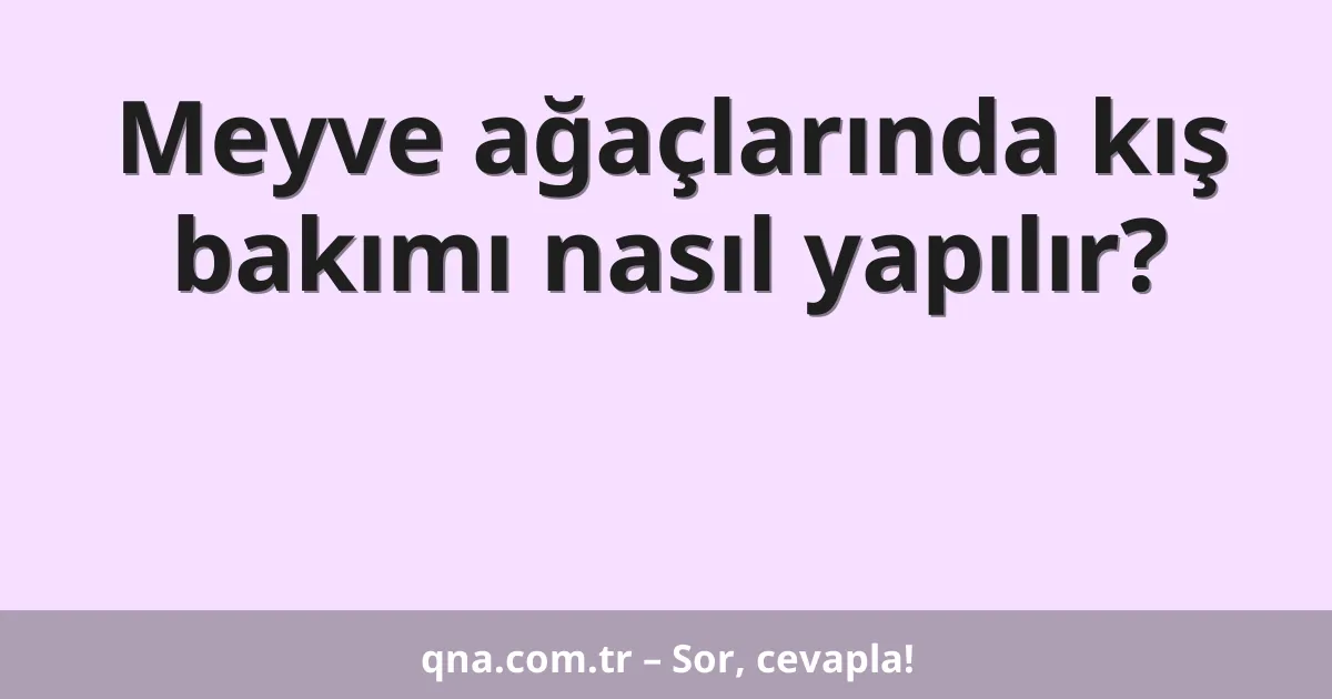 Meyve ağaçlarında kış bakımı nasıl yapılır?