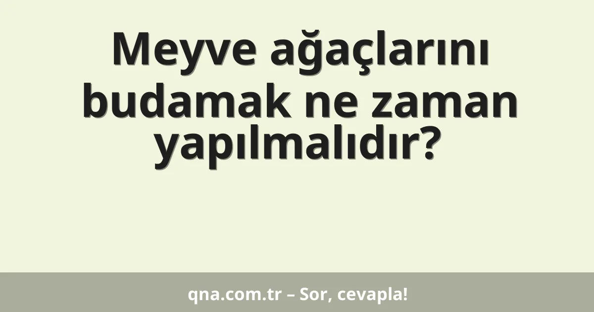 Meyve ağaçlarını budamak ne zaman yapılmalıdır?