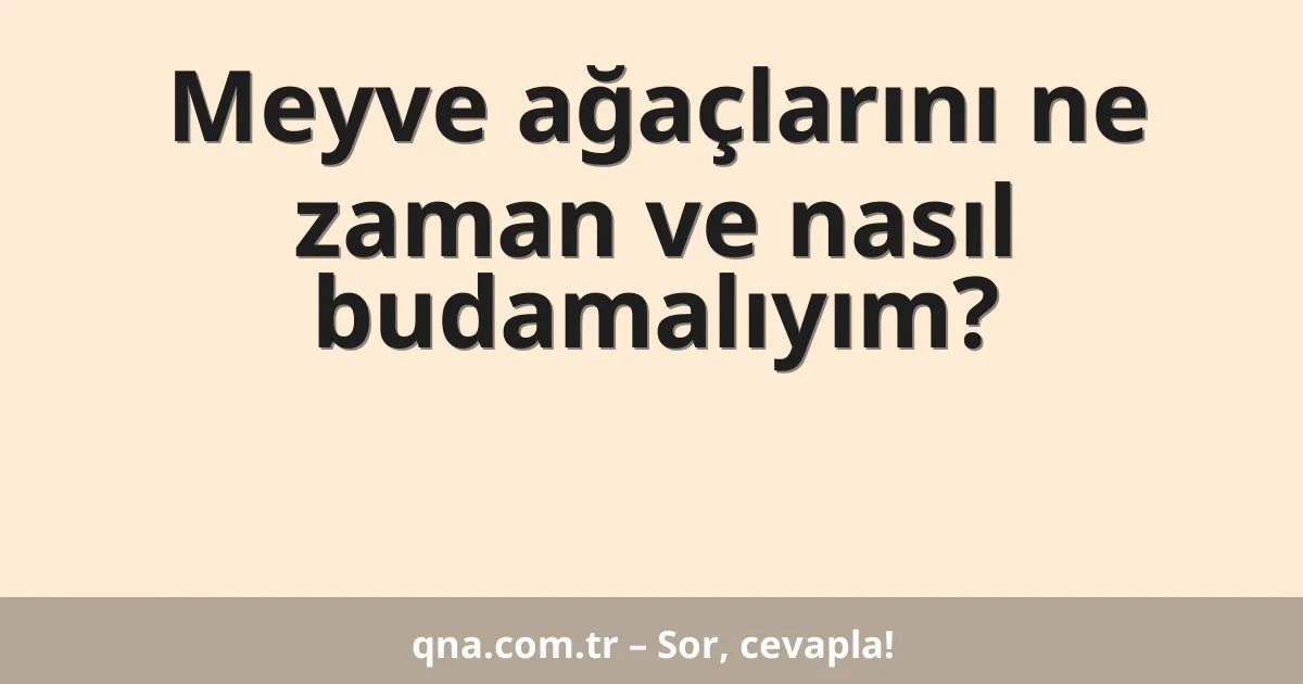 Meyve ağaçlarını ne zaman ve nasıl budamalıyım?