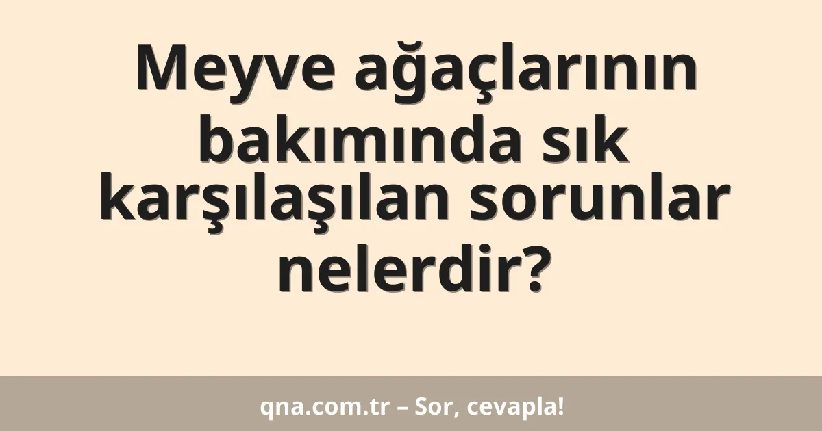 Meyve ağaçlarının bakımında sık karşılaşılan sorunlar nelerdir?