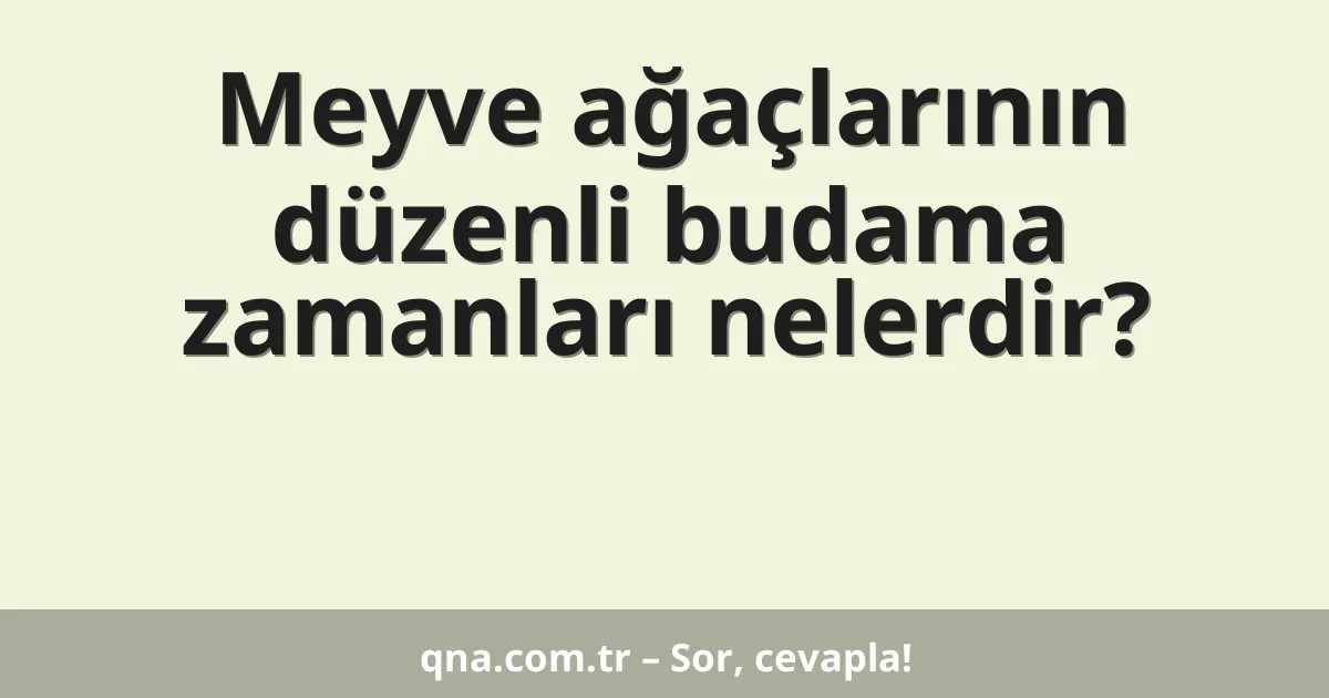Meyve ağaçlarının düzenli budama zamanları nelerdir?