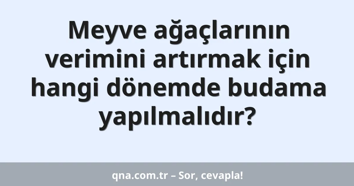 Meyve ağaçlarının verimini artırmak için hangi dönemde budama yapılmalıdır?
