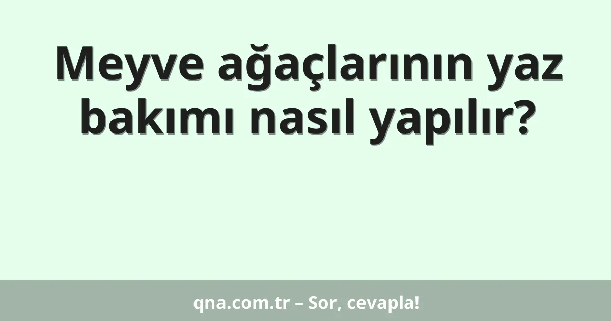 Meyve ağaçlarının yaz bakımı nasıl yapılır?