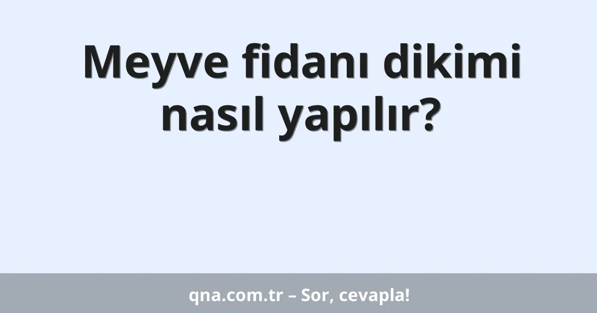 Meyve fidanı dikimi nasıl yapılır?