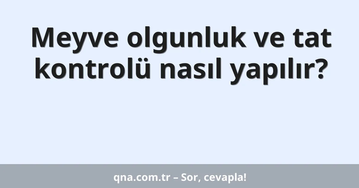 Meyve olgunluk ve tat kontrolü nasıl yapılır?