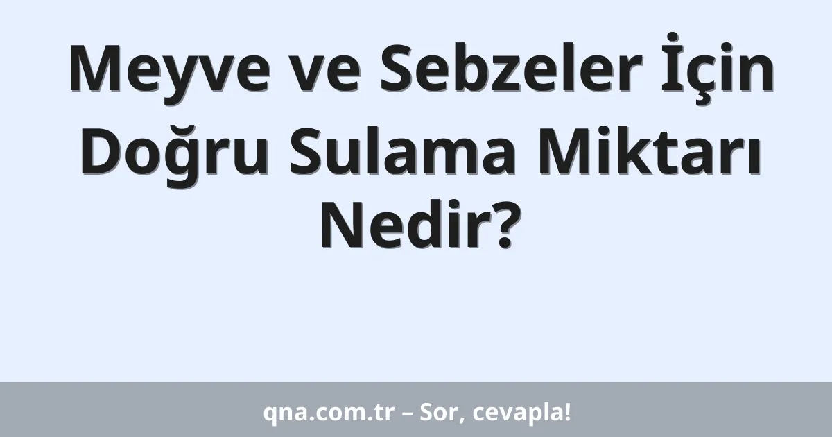 Meyve ve Sebzeler İçin Doğru Sulama Miktarı Nedir?