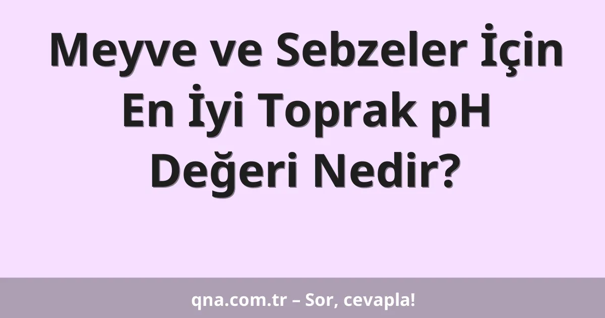 Meyve ve Sebzeler İçin En İyi Toprak pH Değeri Nedir?