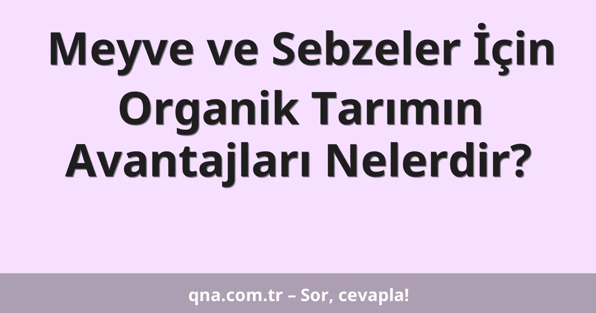Meyve ve Sebzeler İçin Organik Tarımın Avantajları Nelerdir?