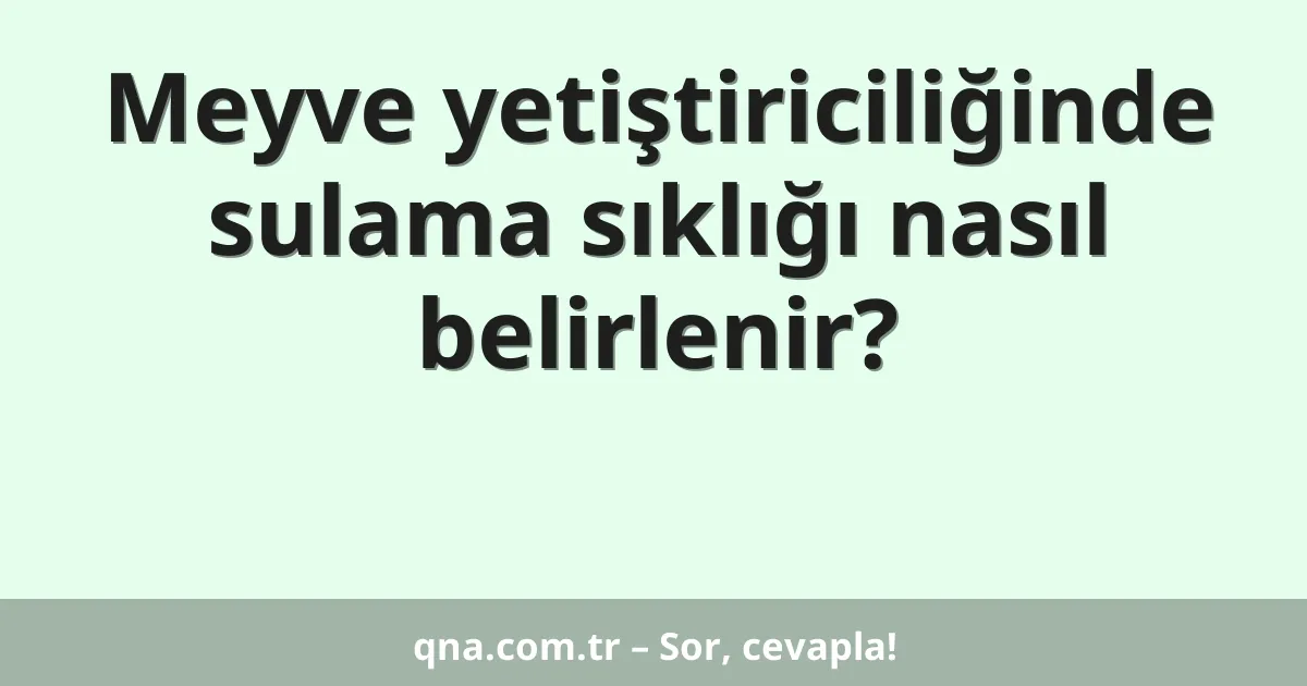 Meyve yetiştiriciliğinde sulama sıklığı nasıl belirlenir?