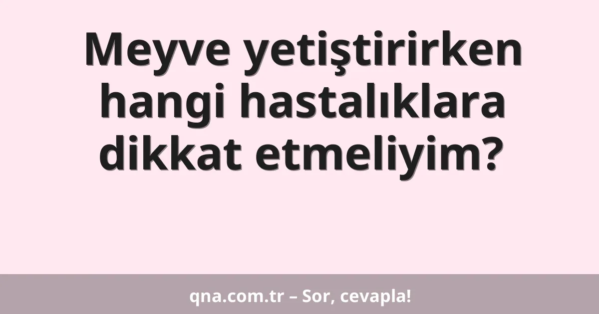 Meyve yetiştirirken hangi hastalıklara dikkat etmeliyim?