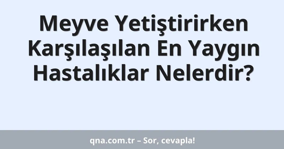 Meyve Yetiştirirken Karşılaşılan En Yaygın Hastalıklar Nelerdir?